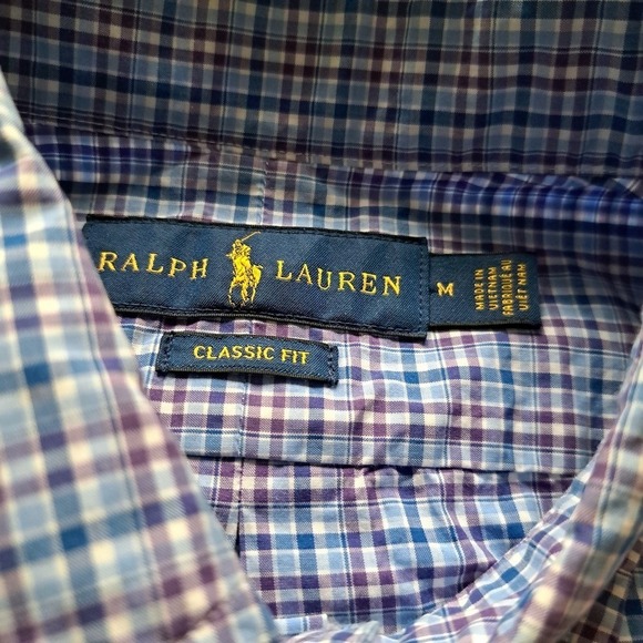 Polo Ralph Lauren Mens Classic Fit Plaid Button Down Shirt Blue Purple Size M - Picture 5 of 5
